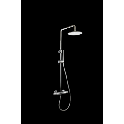 Doucheset thermostatisch (in hoogte verstelbaar) rond Chroom met geribbeld knop douchekop 30 cm