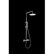 Doucheset thermostatisch (in hoogte verstelbaar) rond Chroom met geribbeld knop douchekop 25 cm