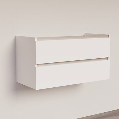 Trendline basic onderkast met greeplijst aluminium 100 Hoogglans Wit