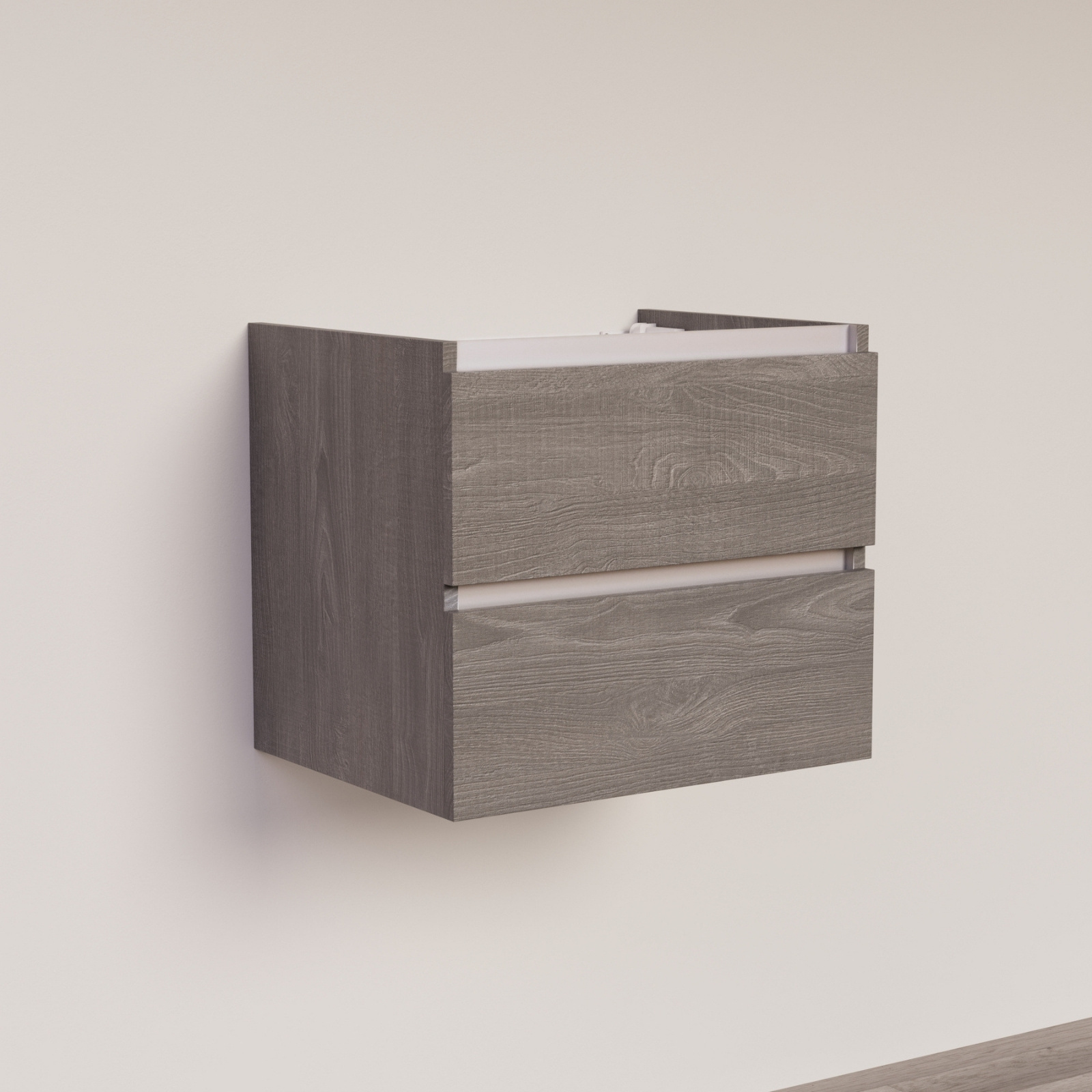 Trendline basic onderkast met greeplijst aluminium 60 Silver Oak