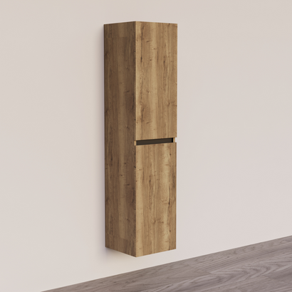 Trendline basic kolomkast met greeplijst Mat Zwart Tabak Oak