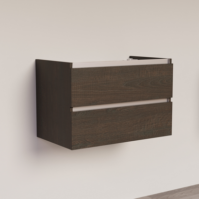 Trendline basic onderkast met greeplijst aluminium 80 Brown Oak