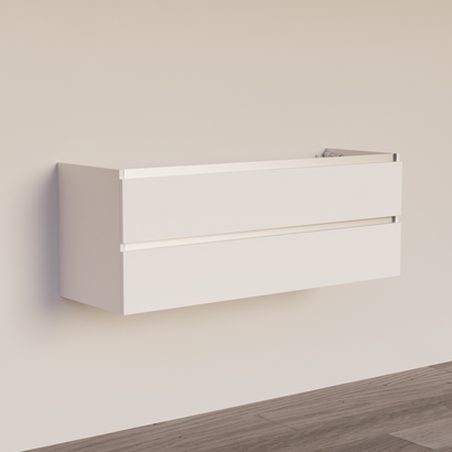 Trendline basic onderkast met greeplijst aluminium 140 Hoogglans Wit