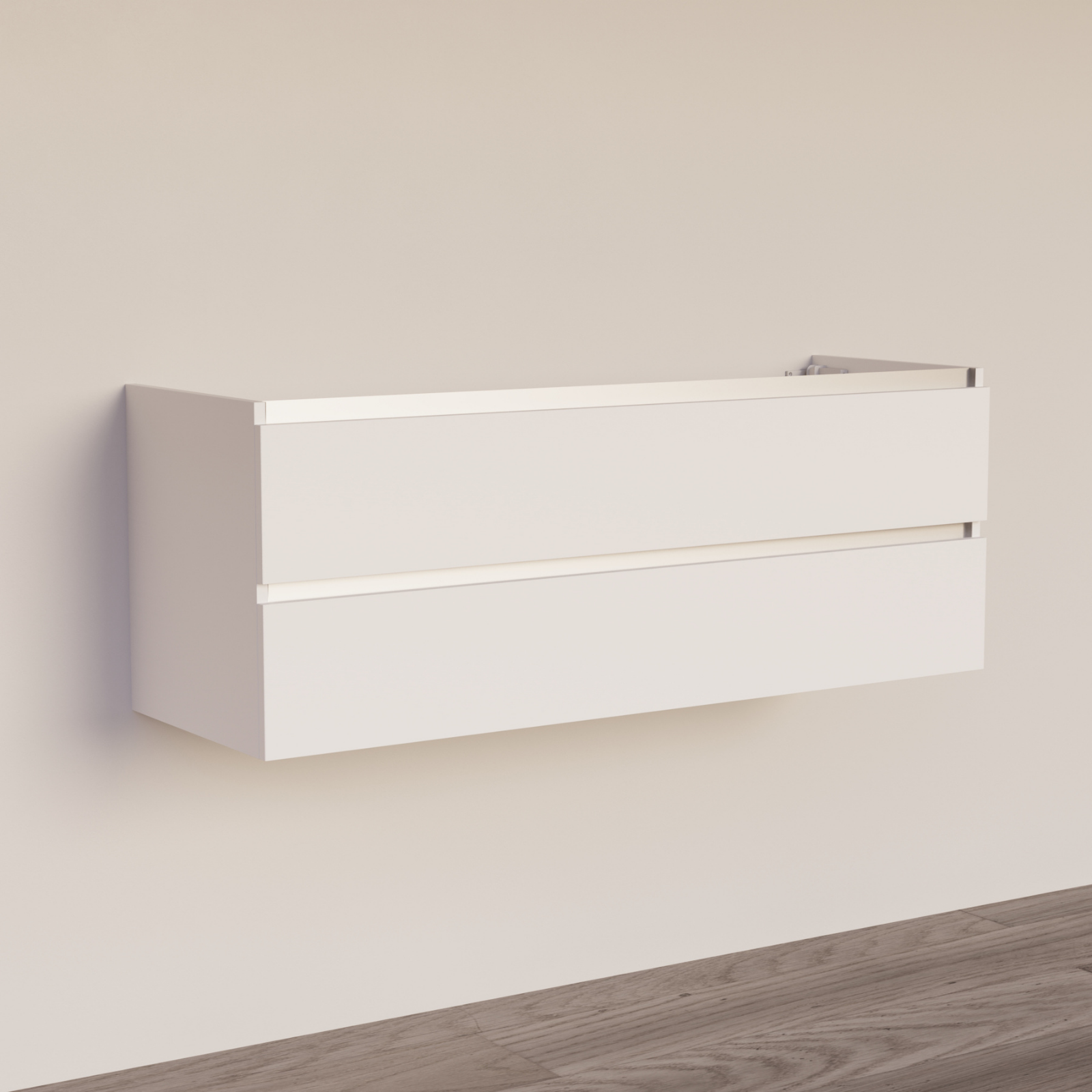 Trendline basic onderkast met greeplijst aluminium 140 Mat Wit