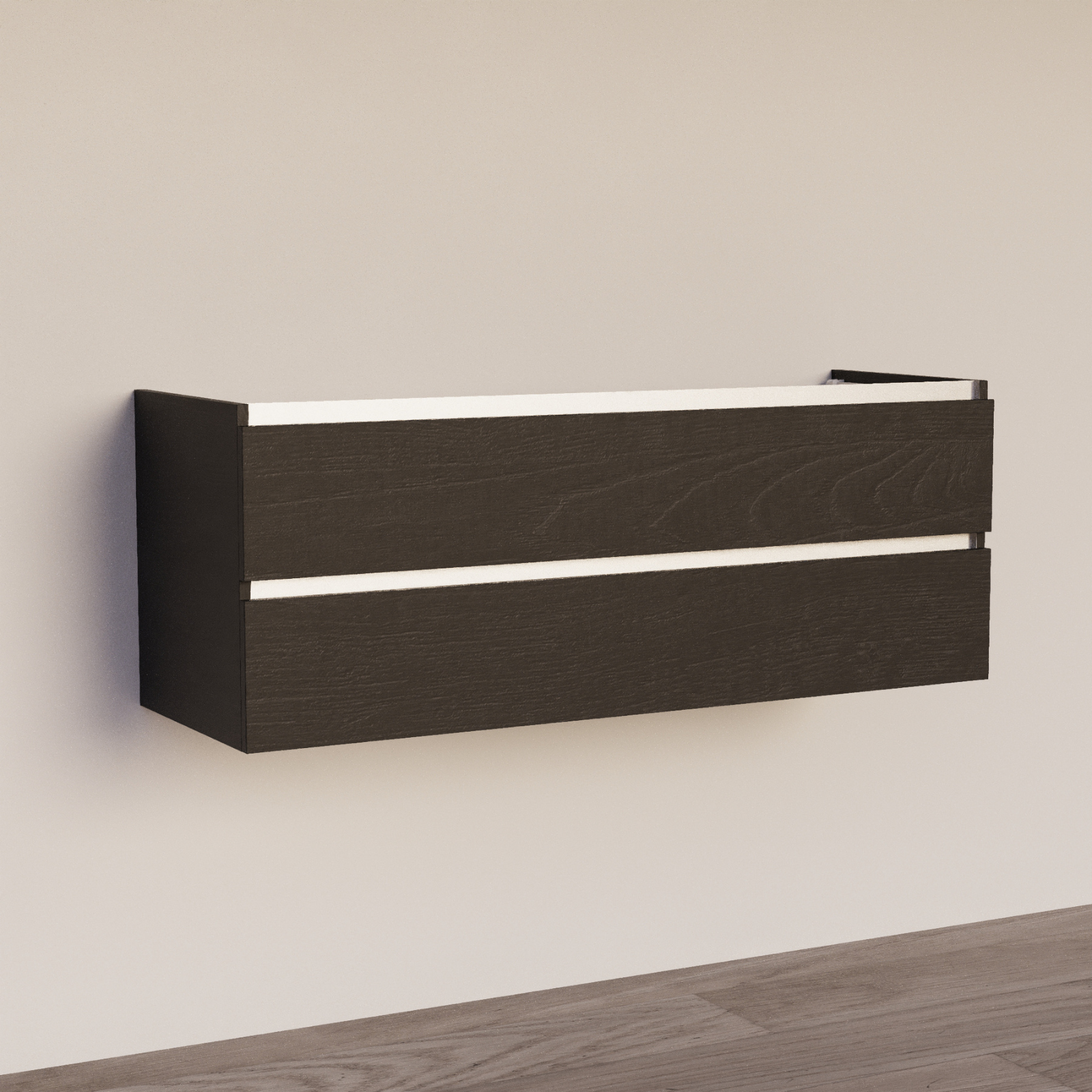 Trendline basic onderkast met greeplijst aluminium 140 Black Oak