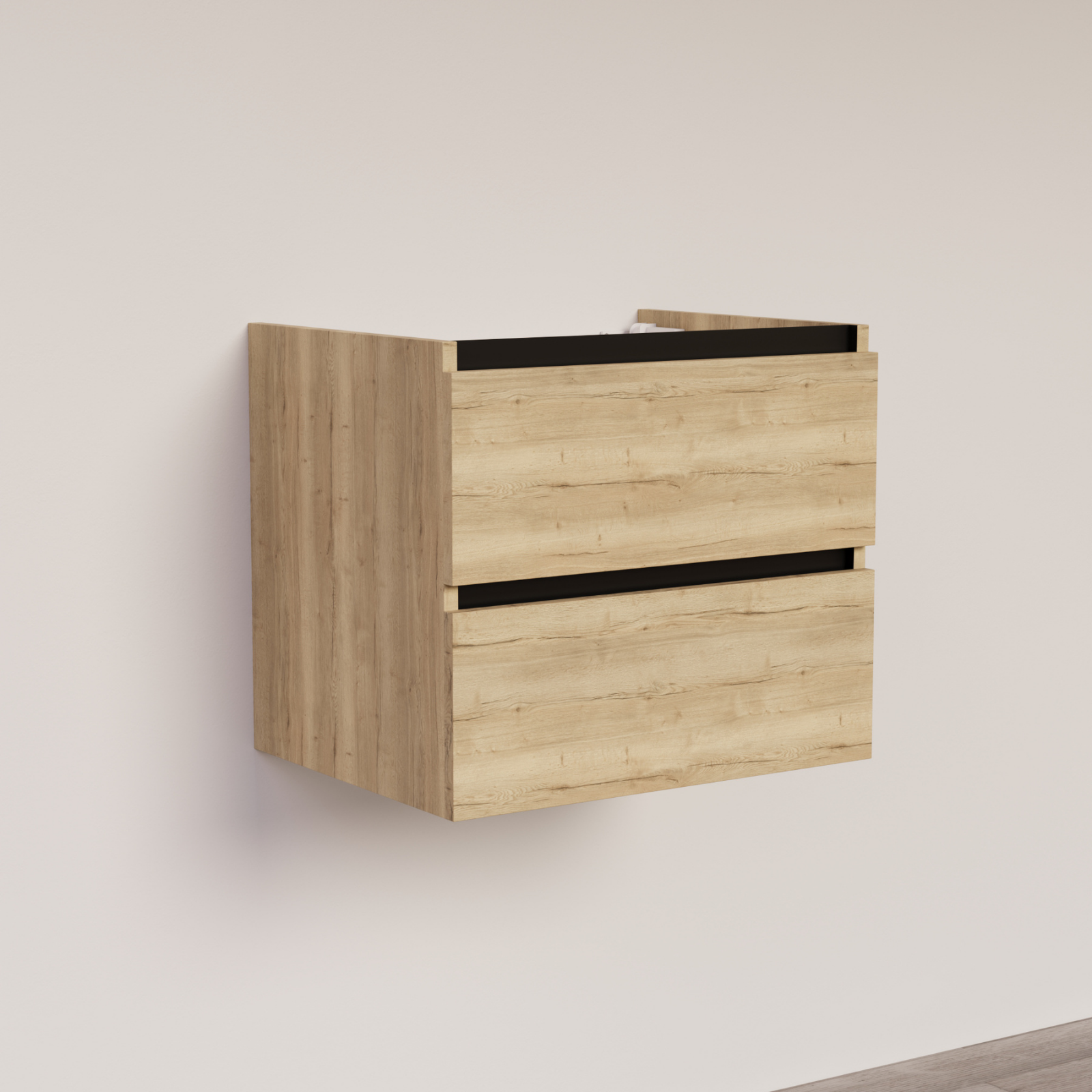 Trendline basic onderkast met greeplijst Mat Zwart 60 Natural Oak