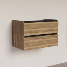 Trendline basic onderkast met greeplijst Mat Zwart 80 Tabak Oak