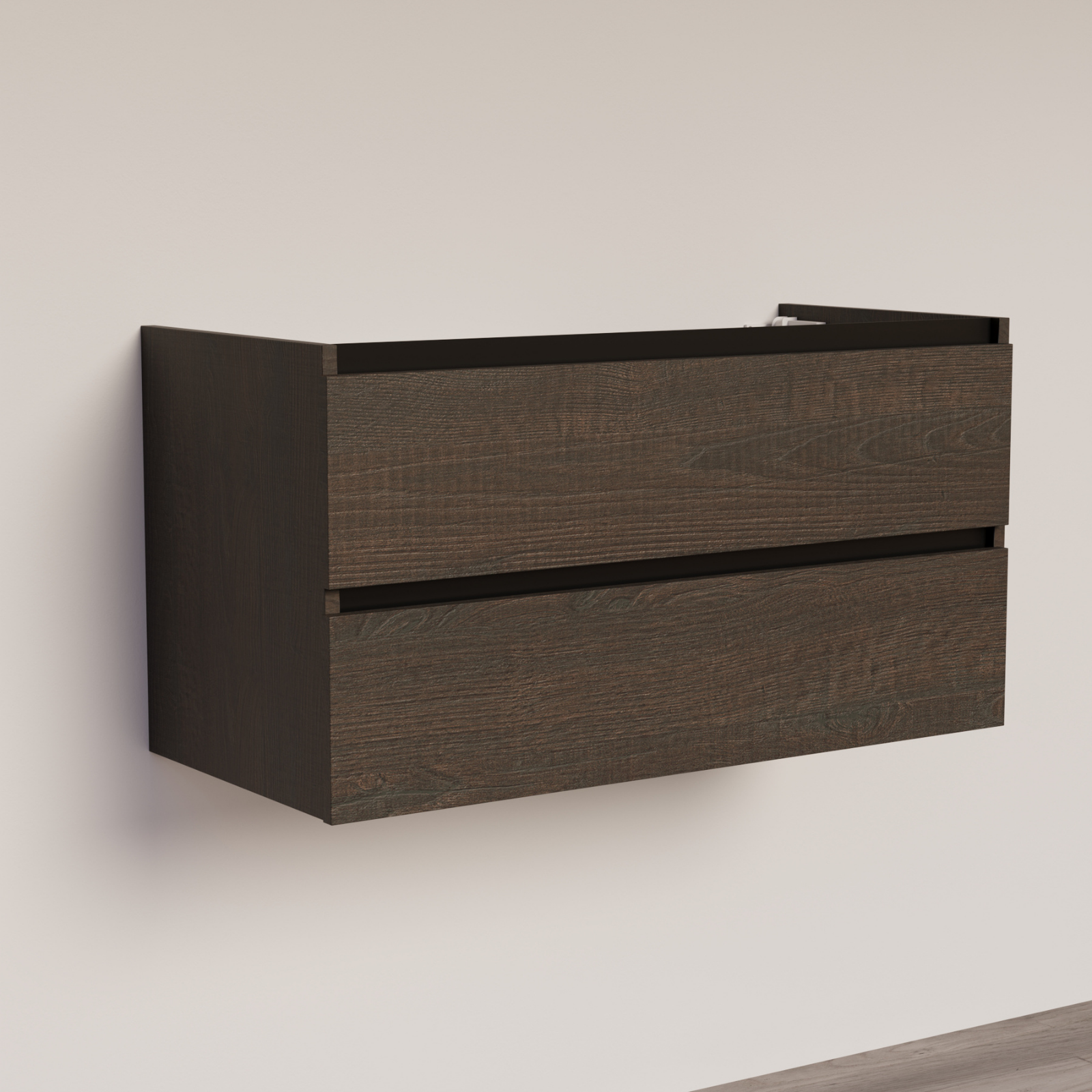 Trendline basic onderkast met greeplijst Mat Zwart 100 Brown Oak