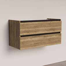 Trendline basic onderkast met greeplijst Mat Zwart 100 Tabak Oak