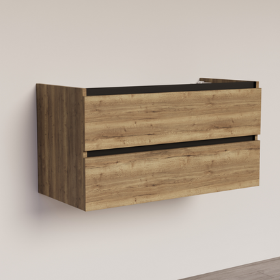 Trendline basic onderkast met greeplijst Mat Zwart 100 Tabak Oak