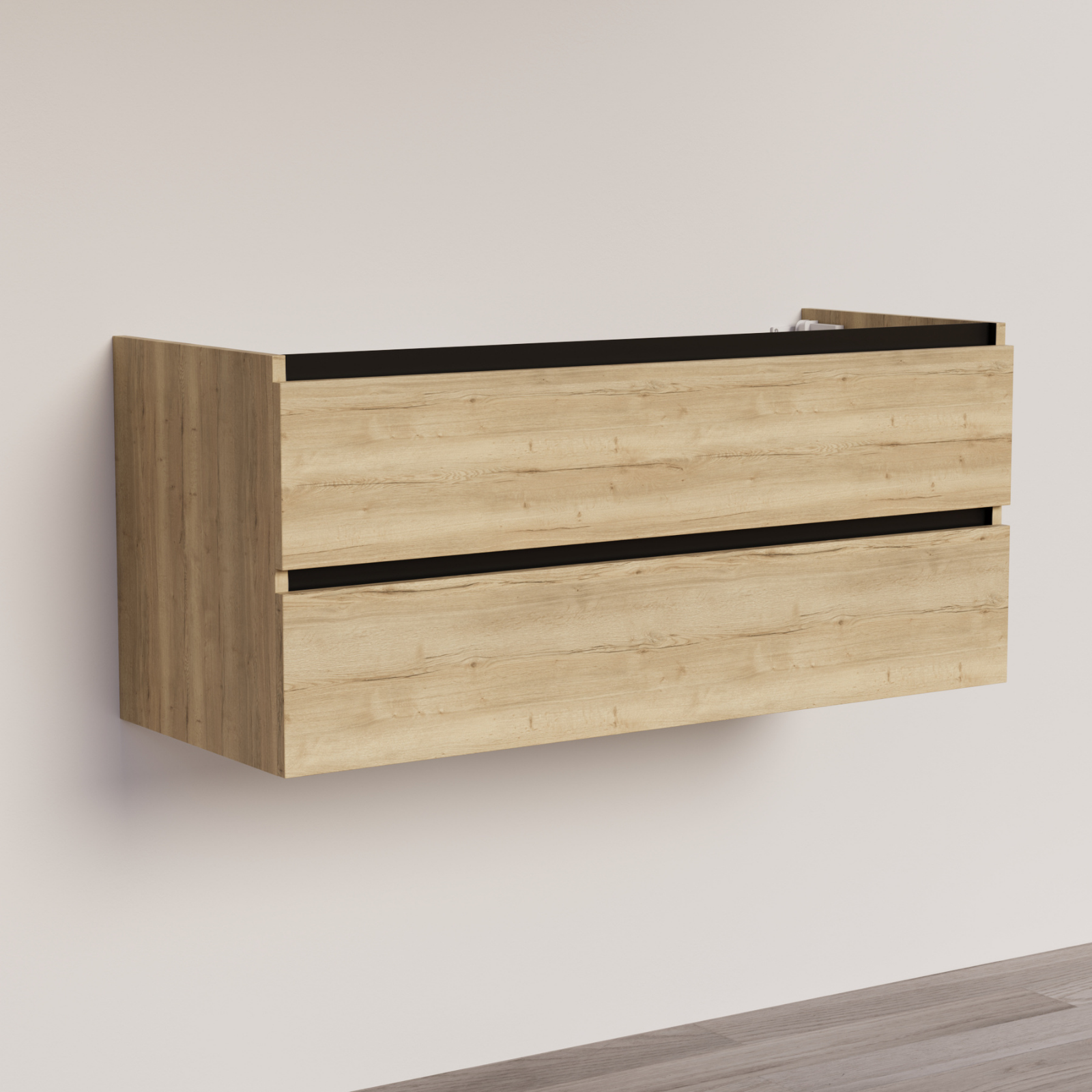 Trendline basic onderkast met greeplijst Mat Zwart 120 Natural Oak