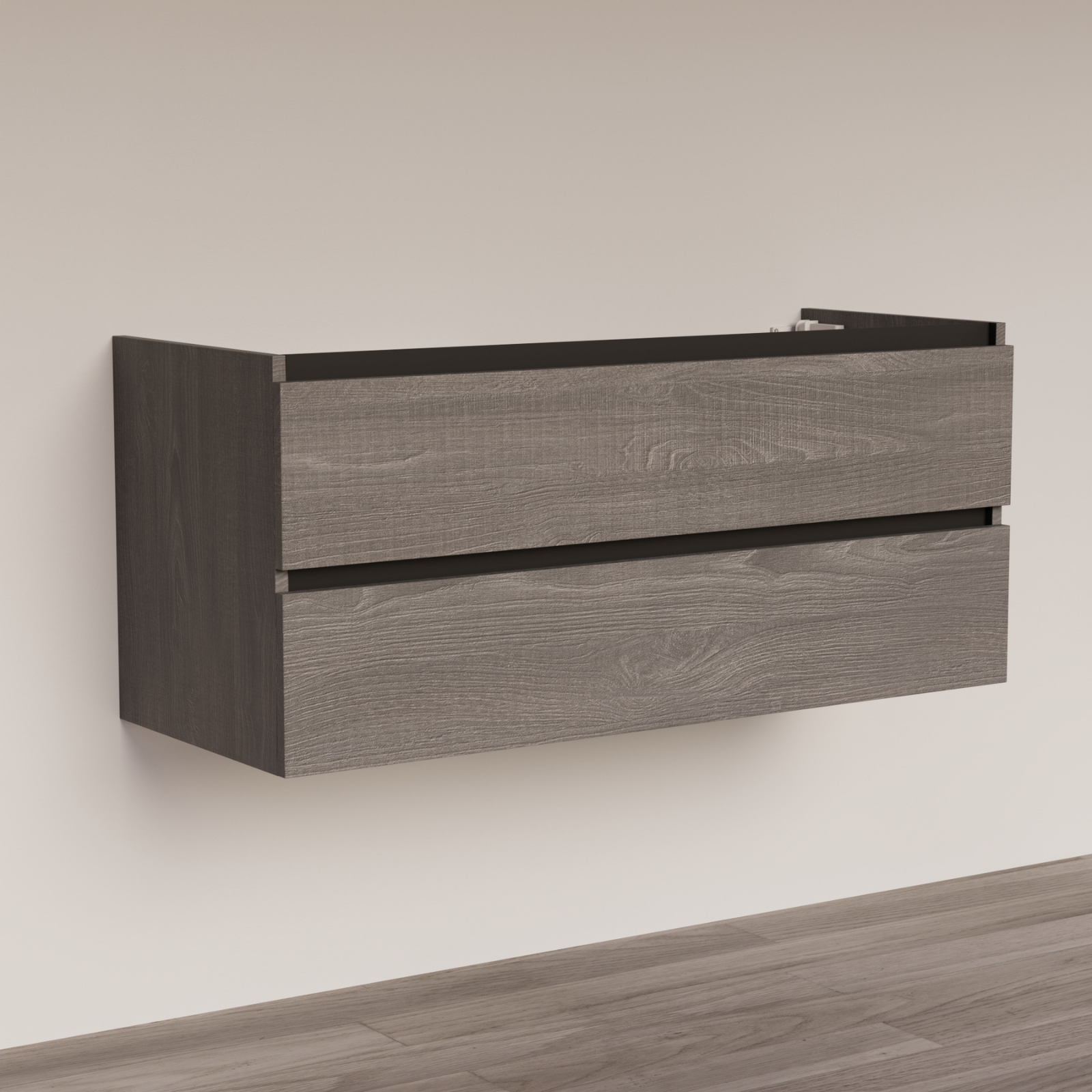 Trendline basic onderkast met greeplijst Mat Zwart 120 Silver Oak