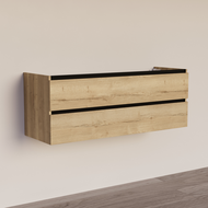 Trendline basic onderkast met greeplijst Mat Zwart 140 Natural Oak