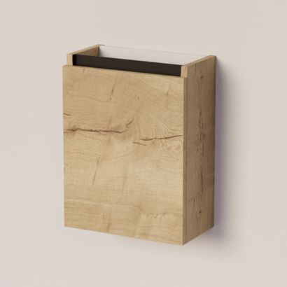 Trendline basic fonteinkast met greeplijst Mat Zwart Natural Oak