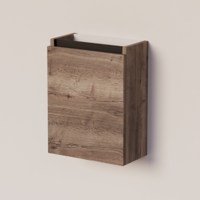 Trendline basic fonteinkast met greeplijst Mat Zwart Tabak Oak