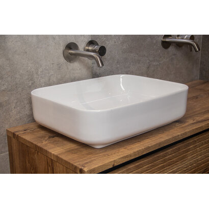 Waskom Keramiek Minerva Color Line incl. clickwaste Glans Wit