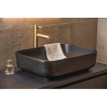 Waskom Keramiek Minerva Color Line incl. clickwaste Mat Zwart