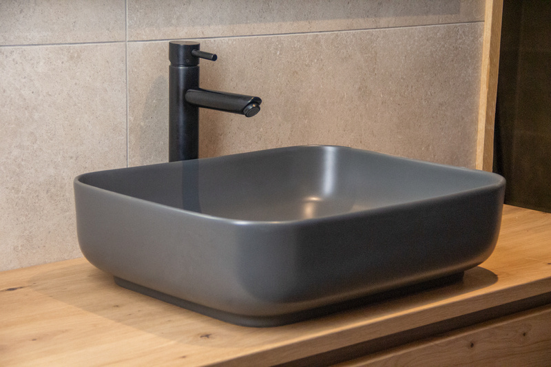 Waskom Keramiek Minerva Color Line incl. clickwaste Mat Antraciet