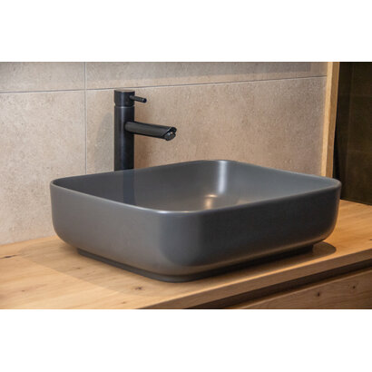 Waskom Keramiek Minerva Color Line incl. clickwaste Mat Antraciet