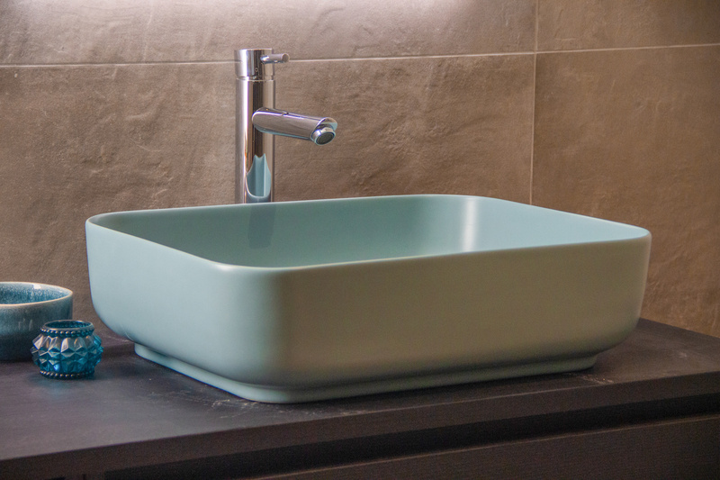 Waskom Keramiek Minerva Color Line incl. clickwaste Fjord Mat Groen