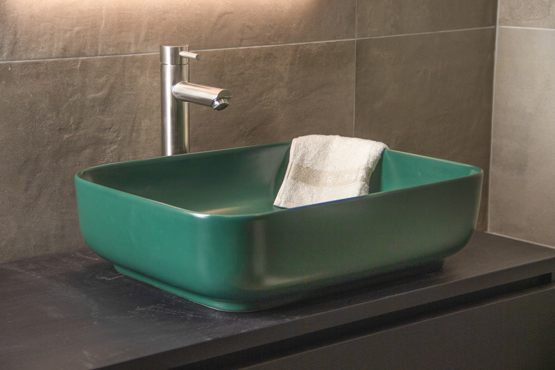 Waskom Keramiek Minerva Color Line incl. clickwaste Mat Jade Groen