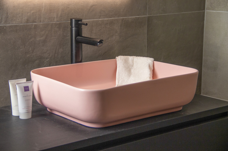 Waskom Keramiek Minerva Color Line incl. clickwaste Mat Pastel Roze