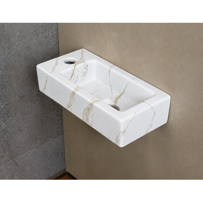 Fontein Keramiek Marmerlook Wit Qubic Mini
