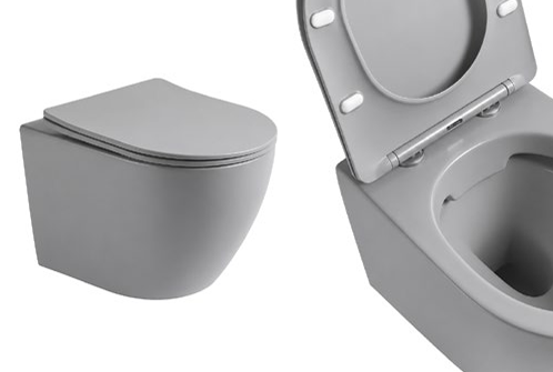 Wandcloset Color Line rimfree Compact Slim Mat Grijs
