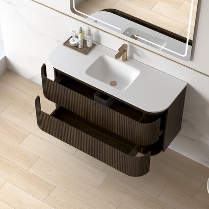Badmeubelset Eleonora 120 Keramiek Dark Walnut zonder spiegel