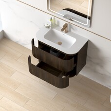 Badmeubelset Eleonora 80 Solid Surface Dark Walnut zonder spiegel