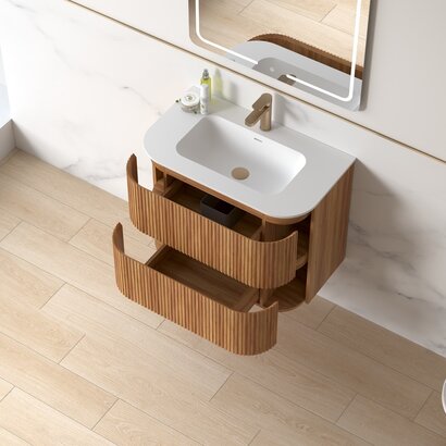 Badmeubelset Eleonora 80 Solid Surface Acacia zonder spiegel
