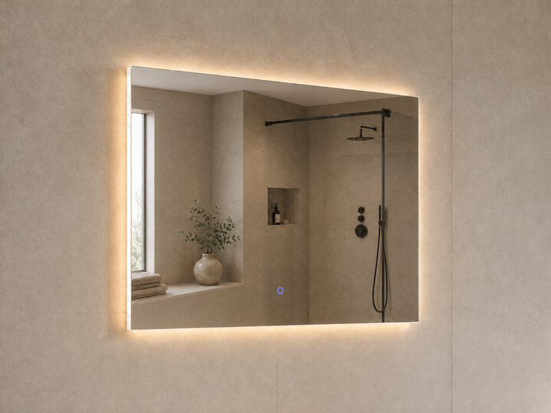 Spiegel decor met indirecte verlichting