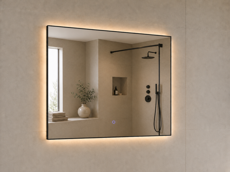 Spiegel decor met indirecte verlichting Mat Zwart