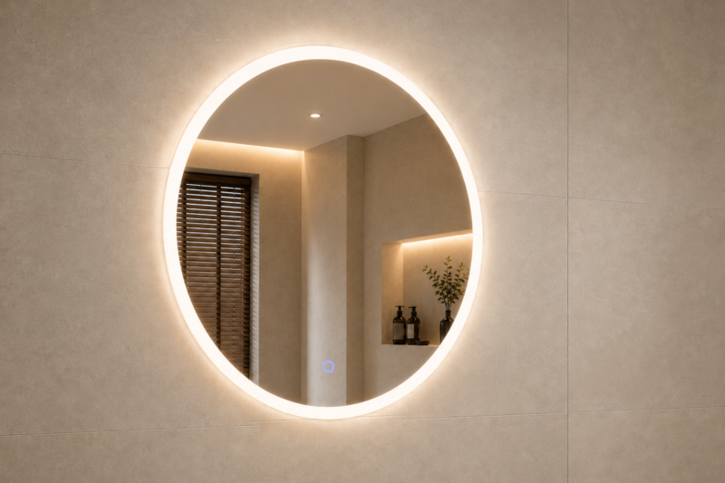 Ronde spiegel met directe verlichting 100