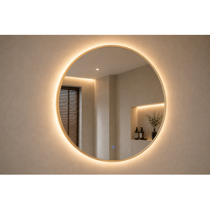 Ronde spiegel met indirecte verlichting Goud Geborsteld 60 incl. spiegelverwarming