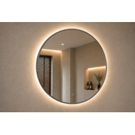 Ronde spiegel met indirecte verlichting Gun Metal 80 incl. spiegelverwarming