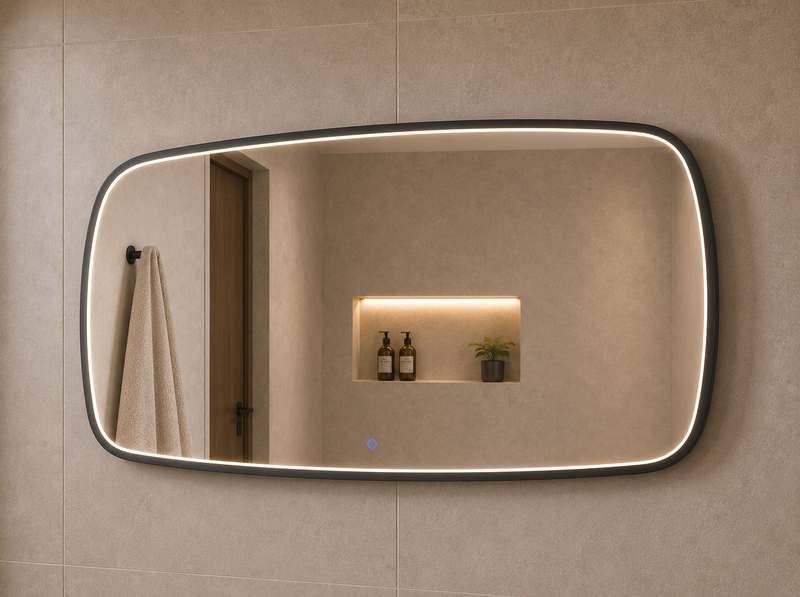 Spiegel element met directe verlichting Mat Zwart 140 incl. spiegelverwarming