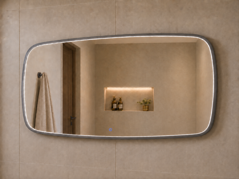 Spiegel element met directe verlichting Gun Metal 140