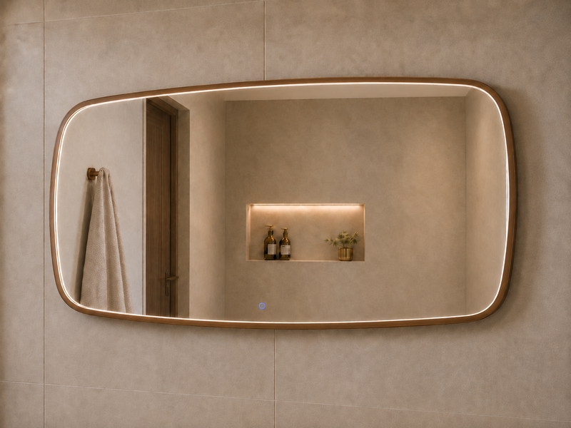 Spiegel element met directe verlichting Brons
