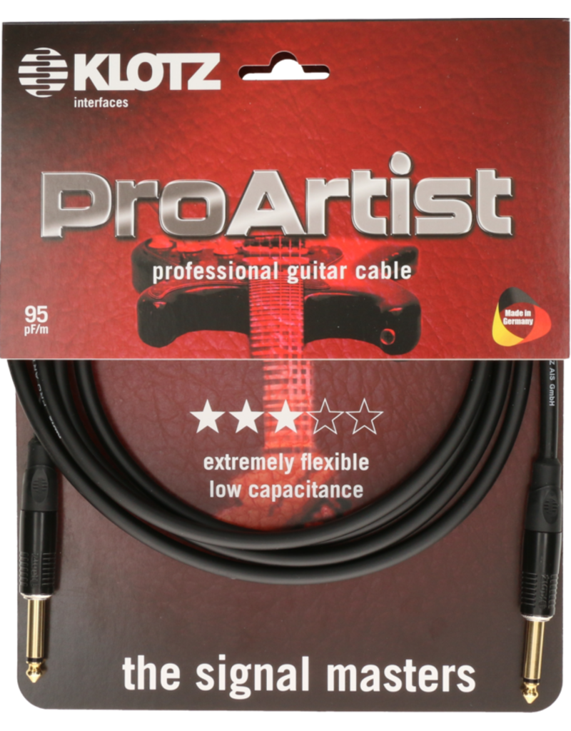 KLOTZ PRO ARTIST professional guitar cable with metal jack and gold-plated contacts
