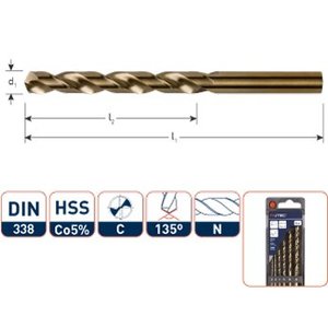 Rotec Rotec HSS-Co Spiraalborenset - metaalboren 6-Delig - 900.1030 - 1