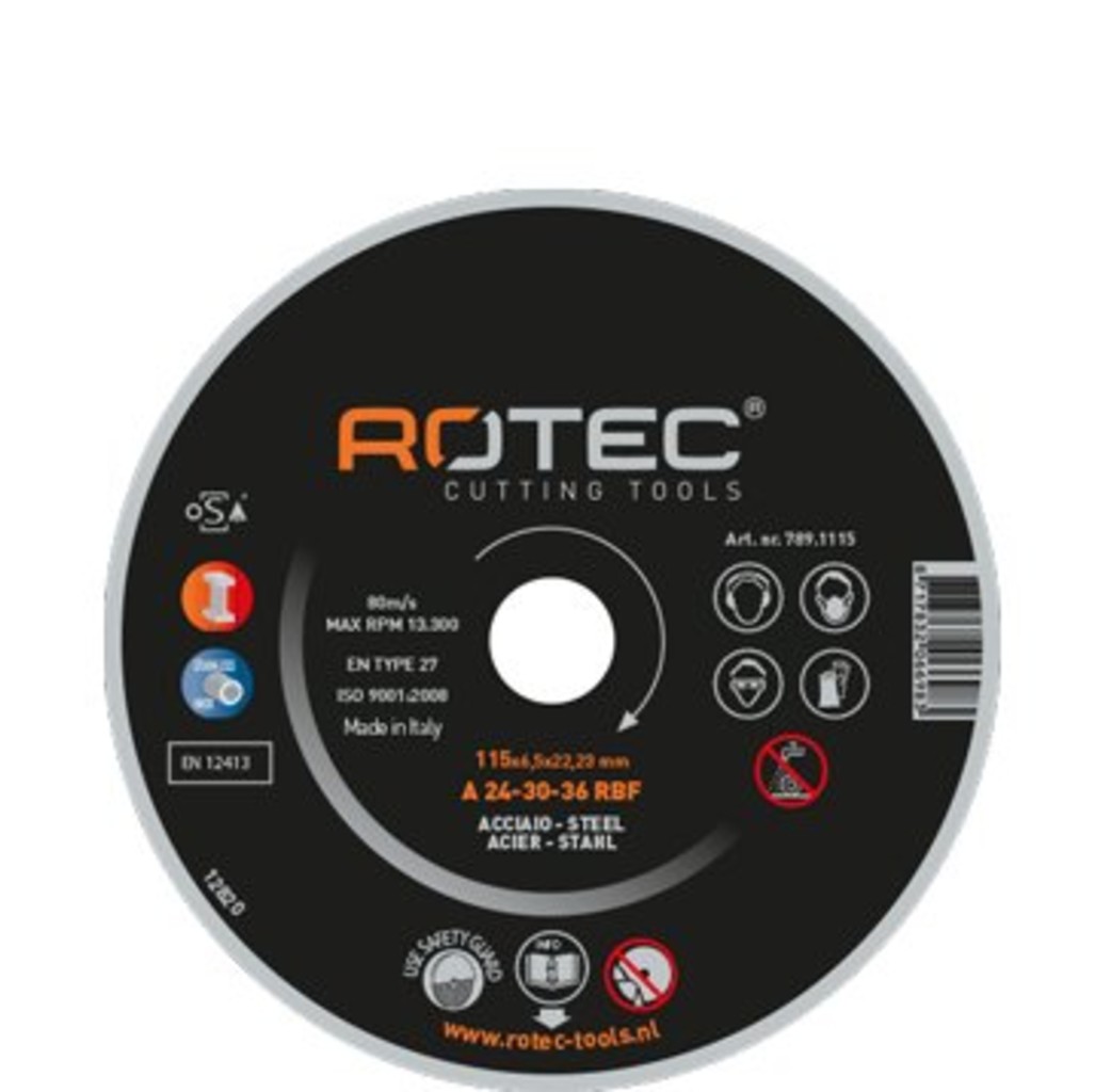 Rotec Rotec Doorslijpschijf dun 115 - 230 mm 1,3 mm t.b.v. staal en RVS