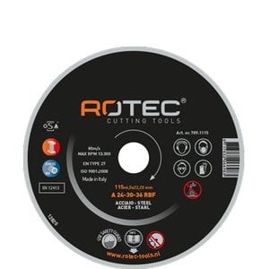 Rotec Rotec Doorslijpschijf dun 115 - 230 mm 1,3 mm t.b.v. staal en RVS - 0