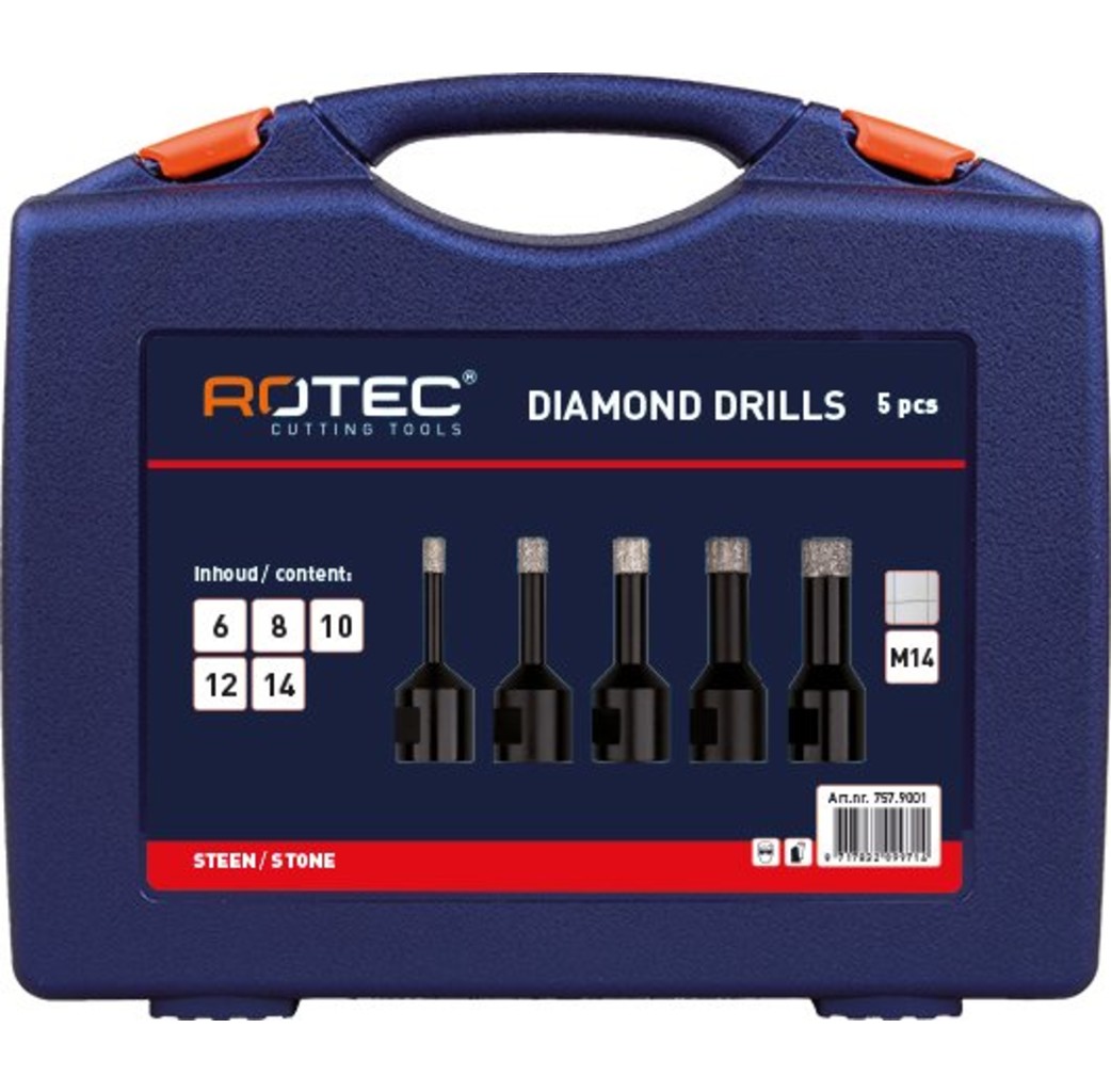 Rotec Rotec M14 Diamantboorkronen in ABS-koffer - 5-delig - 757.9001