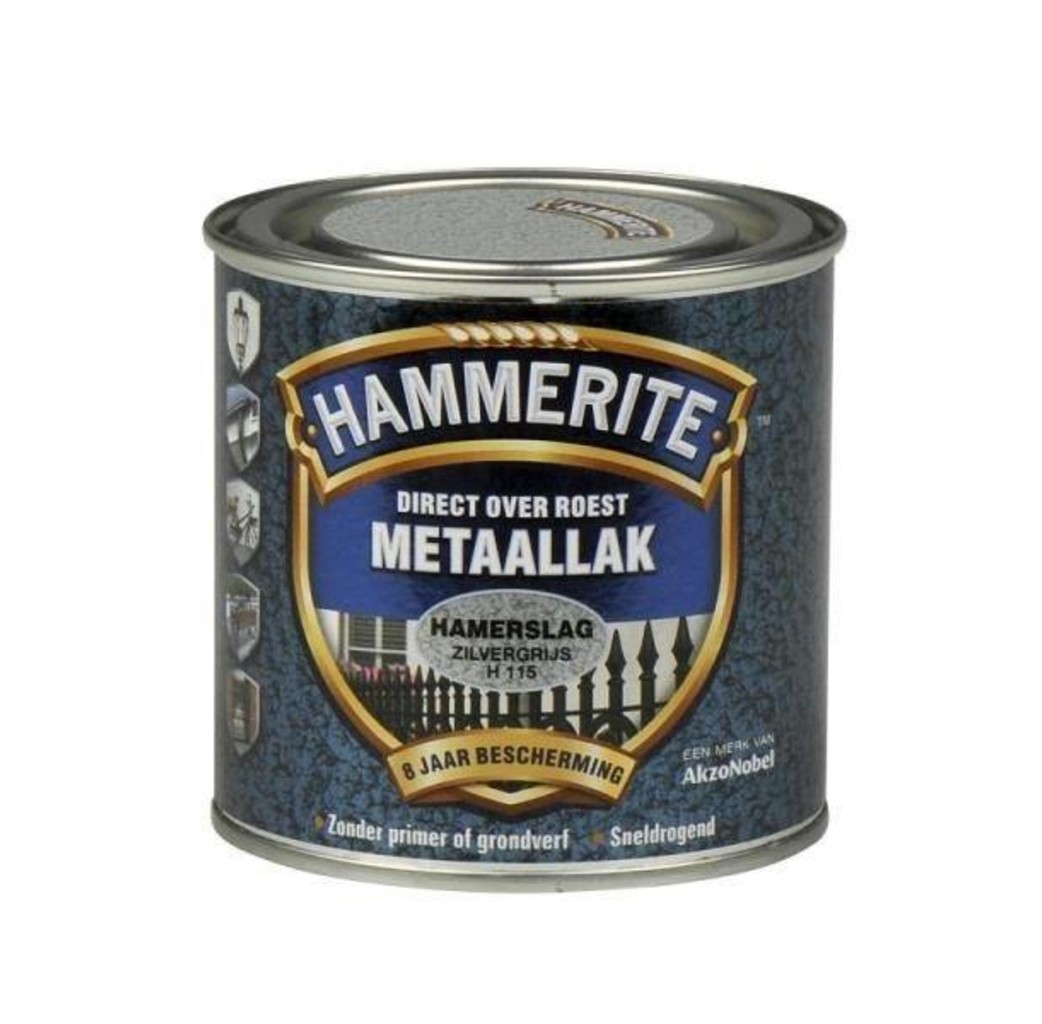 Hammerite Hammerite Metaallak hamerslag H115 zilver grijs 250ML