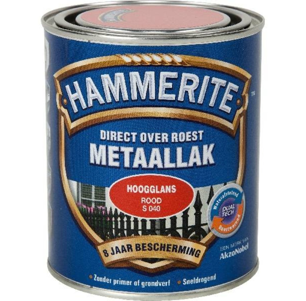 Hammerite Hammerite Metaallak hoogglans S040 rood 750ML