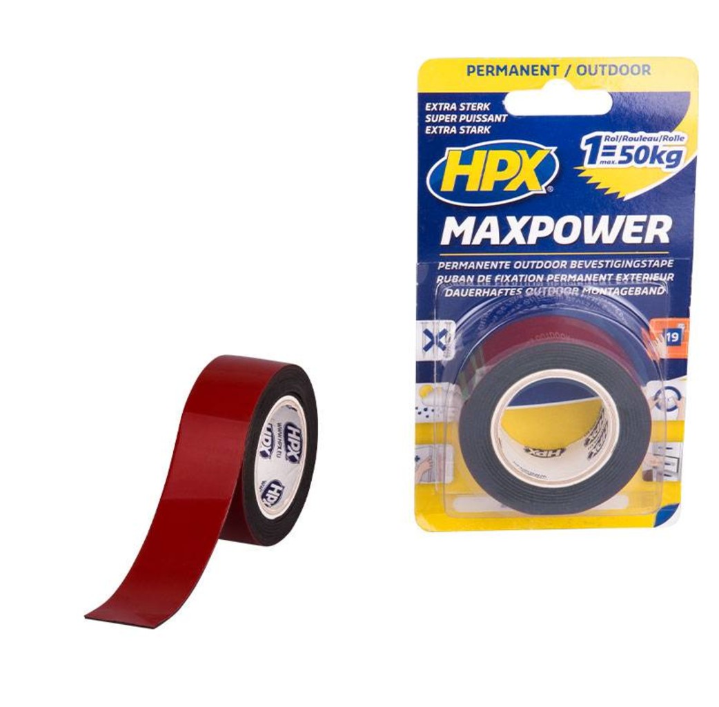 HPX tapes HPX Max Power Outdoor dubbelzijdige bevestigingstape zwart