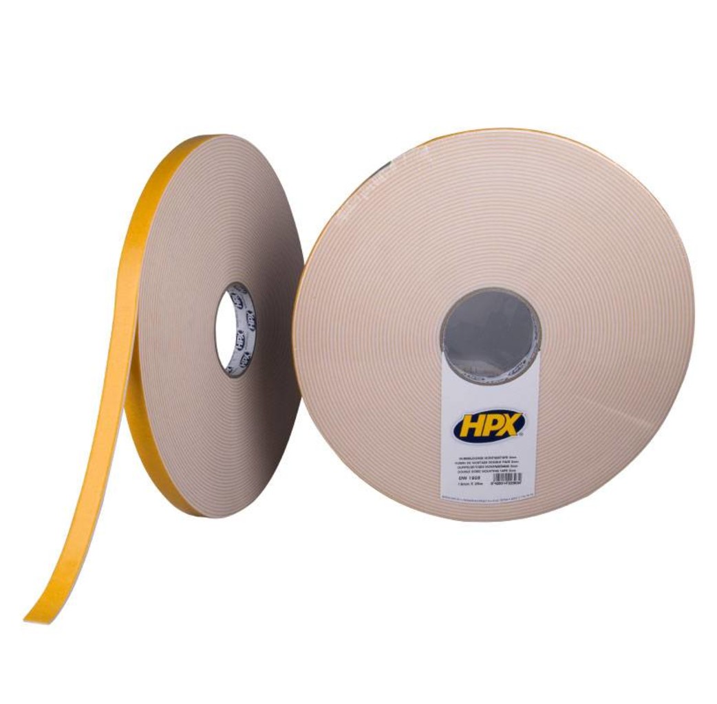 HPX tapes HPX Dubbelzijdige bevestigingstape 3mm - 19 mm x 25 meter - wit - DW1925