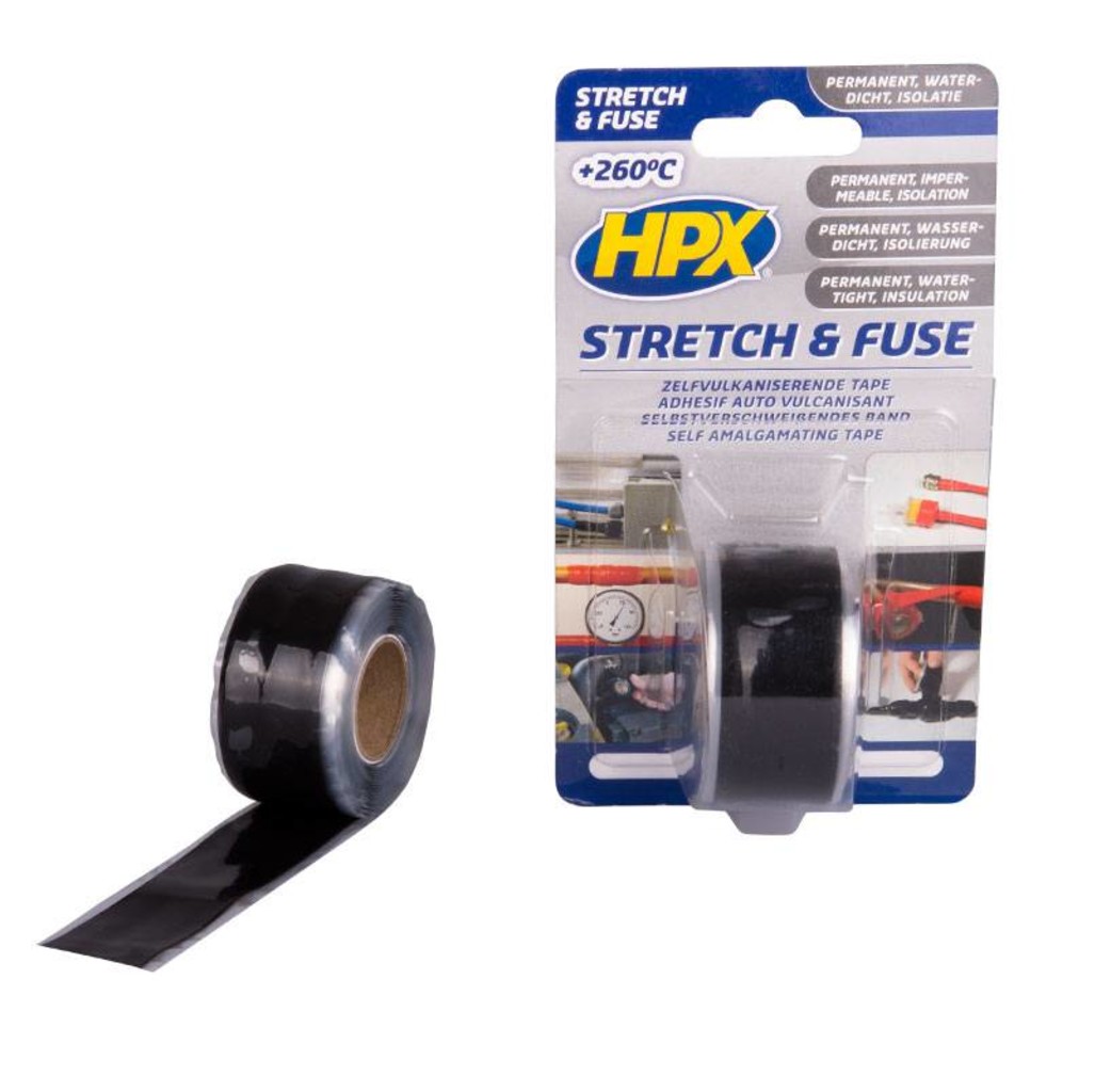 HPX tapes HPX Stretch & Fuse vulkaniserende tape - 25 mm x 3 meter - zwart - SZ2503