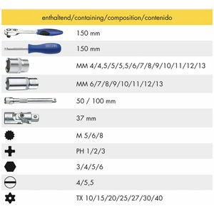 Heytec Tools Heytec Dopsleutelset 1/4" 44-Delig 50825-3015 - 1